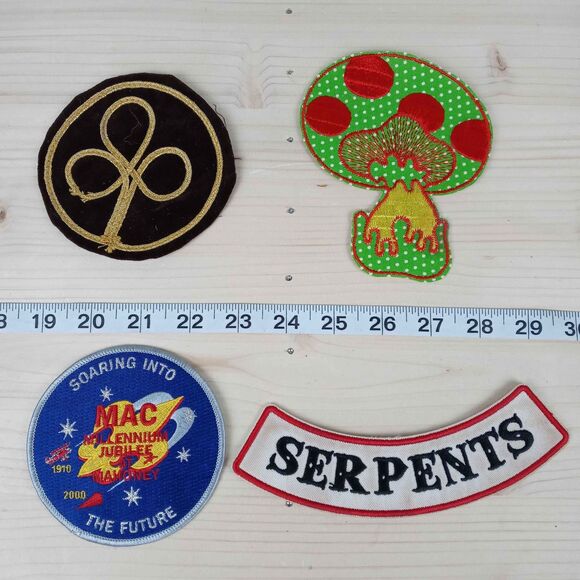 4 Vintage and Modern Patches – Serpents, Mushroom, Boy Scouts - Picture 1 of 3